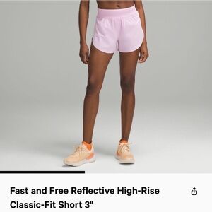 Lululemon fast and free shorts size 8 pink peony